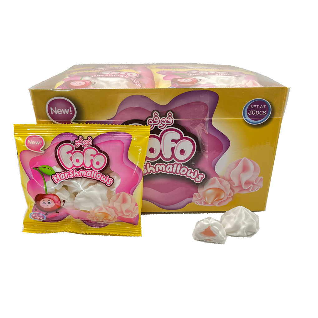 cookies shape marshmallow cotton candy with fruit jam inside